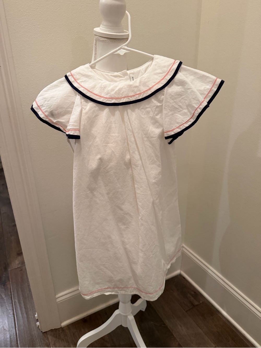 Janie and Jack White Sailor Dress with Navy and Red Trim